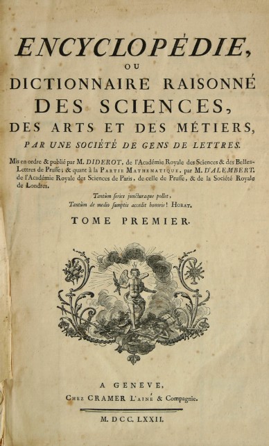 Cover page of Diderot's Encyclopedia